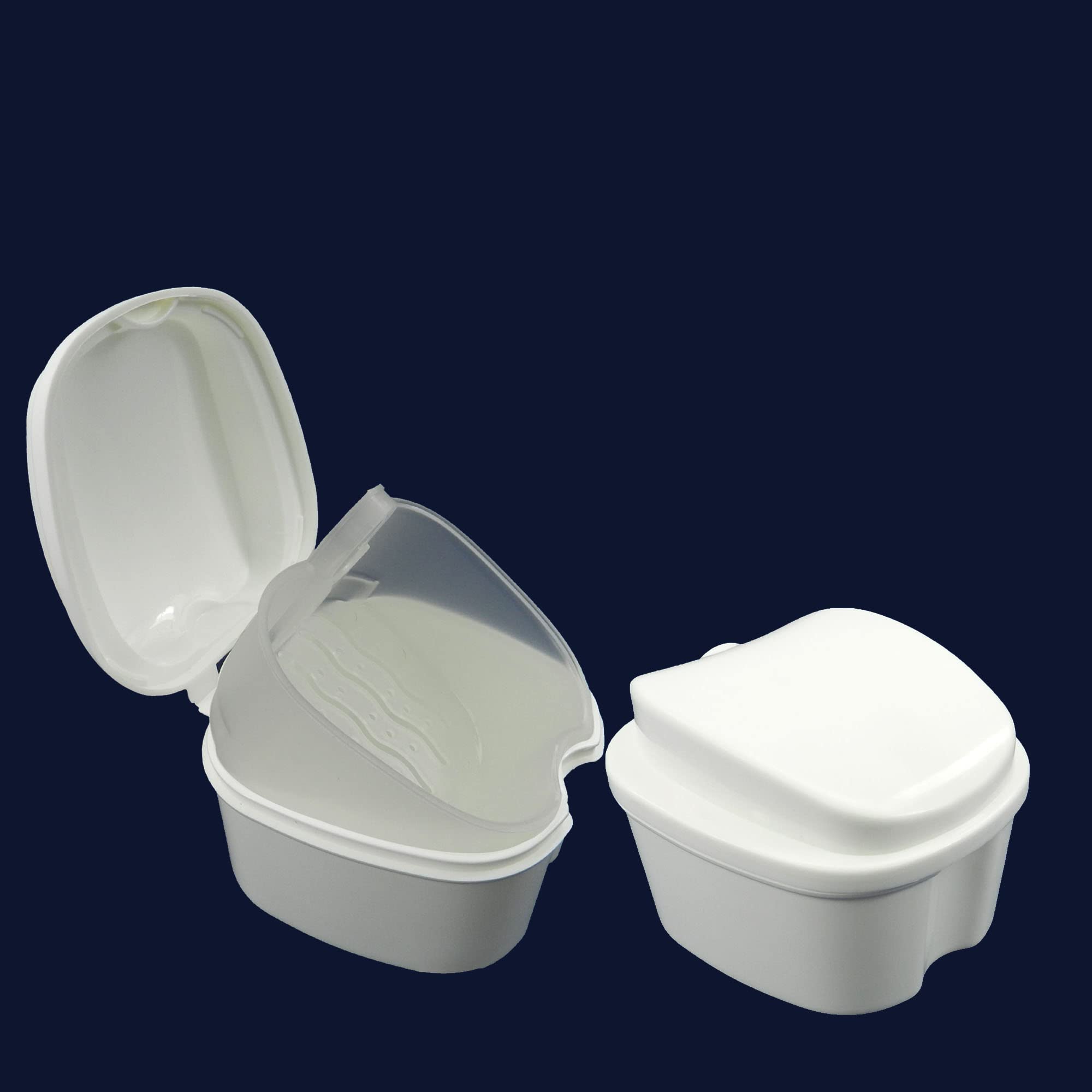 Dentosmile Denture Box in White Color - Dental Orthodontic Retainer Case | Teeth Storage Box, Denture Storage Case Fake Tooth Holder with Strainer (2) 3