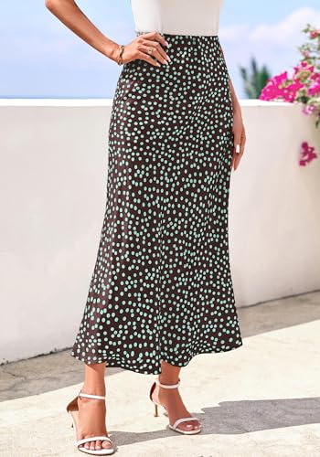 Image of BTFBM Satin Skirts for Women Trendy 2026 Summer Fall | High Waisted A-Line Leopard Print,Floral Print, Business Casual,Cocktail,Wedding Guest,Long Silk Midi Skirt