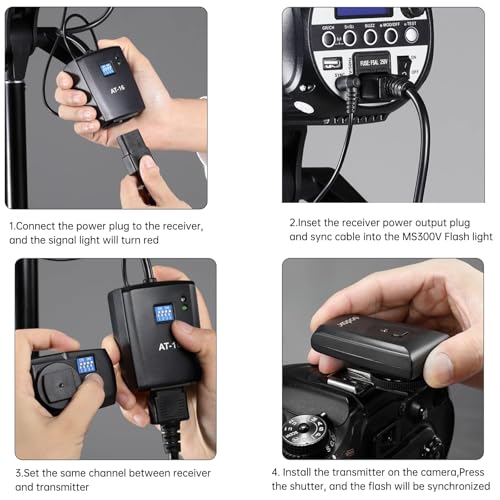 Godox 2pcs MS300V 600W Studio Strobe Flash Light Kit,2.4G Bowens Mount Lighting Flash GN58 5800K with AT-16 Trigger,Light Stands,Softboxes,Umbrella,Reflector,Carry Bag for Portrait Product Photography
