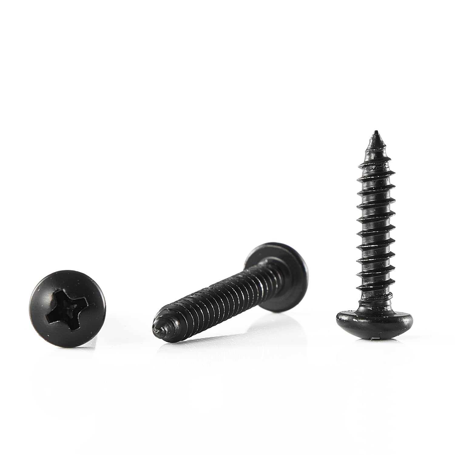 GOHODOMINO #4 x 3/4" Wood Screw 100Pcs Truss Head Phillips Stainless Steel 304 (18-8) Fast Self Tapping Screws Black Oxide