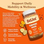 BeLive Turmeric Curcumin with Black Pepper & Ginger - 60 Gummies I Turmeric and Ginger Supplement for Immune Support, Healthy Skin, and Mobility - Tropical Flavor
