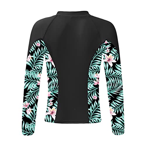 Flower Girls Printed Swimsuit Crewneck Rash Guard Long Sleeve Shirts Summer Swimwear Sunsuit2