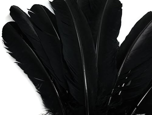 Miniatura 5 de Moonlight plumas  50piezasTurquía plumas color negro redondo Ala de pluma al por mayor grande de Turquía plumas (bulk), artesanía India de