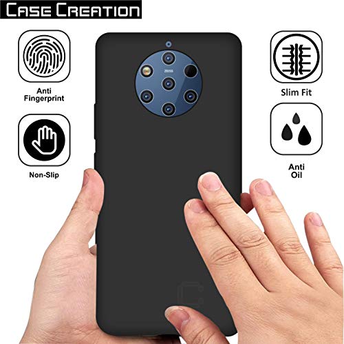 Image of Case Creation for Nokia 9 PureView 2019 Back case, Nokia 9 PureView Slim Flexible Smart Look case with 360 Camera All Angle Protection (Pure Black)