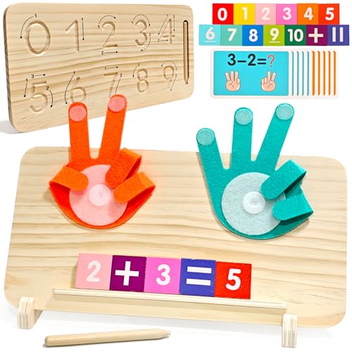 Chithor Montessori Spielzeug Lernspiel ab 3 4 5 6 Jahre, 2 in1 Pädagogisch Wertvoll für Rechnen Lernen Zahlen Lernen, Montessori Spielzeug Holzspielzeug für 3-8 Jahre Jungen und Mädchen Geschenk