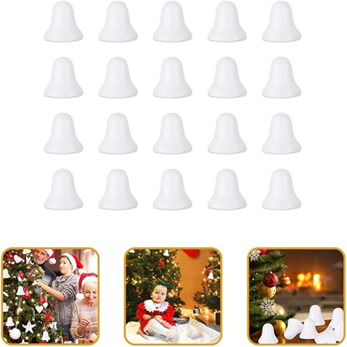 Miniatura 6 de 20 cascabeles de espuma, campanas de Navidad, suministros de manualidades, kits de modelado de bolas de espuma blanca, adornos colgantes para árbol