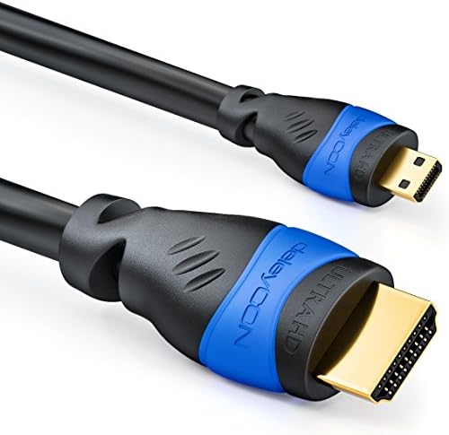 deleyCON 2m Micro HDMI Kabel - HDMI 2.0/1.4a - High Speed z Ethernetem - ARC 3D 4K UHD Ultra HD 1080p 2160p - Czarny