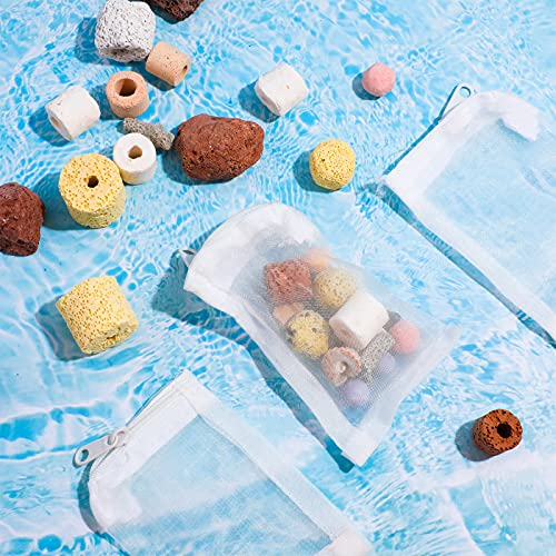 Image of Geiserailie 15 Pcs Aquarium Filter Media Bags 150 Micrometer Fine Filter Bags Mesh Reusable with Zipper for Activated Carbon Resins (2.4 x 4 Inch)