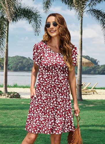 MOLERANI Summer Dresses for Women 2025 Casual T Shirt Crewneck Petal Sleeve Swing Vacation Dress with Pockets4