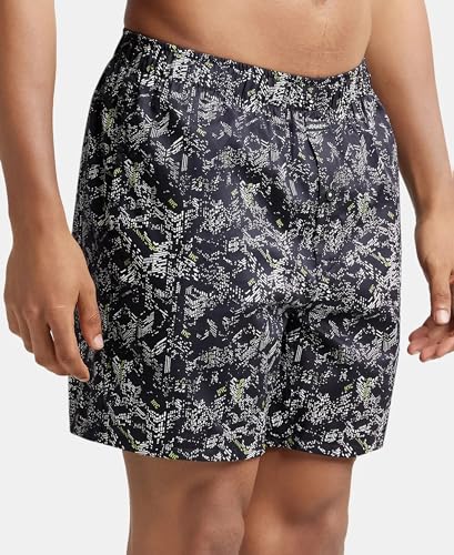 Image of Jockey NY07 Men's Super Combed Cotton Satin Weave Printed Boxer Shorts with Side Pocket