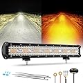 Auxbeam 20-Inch 420W LED Light Bar, 6-Mode Amber White Strobe Off-Road Spot Flood Combo Flashing Warning Emergency Fog Light for Off-Road Trucks, Cars, UTVs, Jeeps