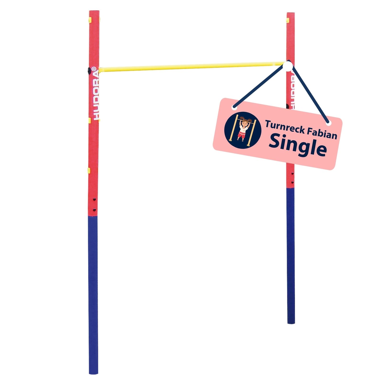 HUDORA Turnreck Fabian Standard/Pro - einfache/doppelte Turnstange & Nestschaukel 90 - Blaue Kunststoff-Nestschaukel für bis zu 100kg