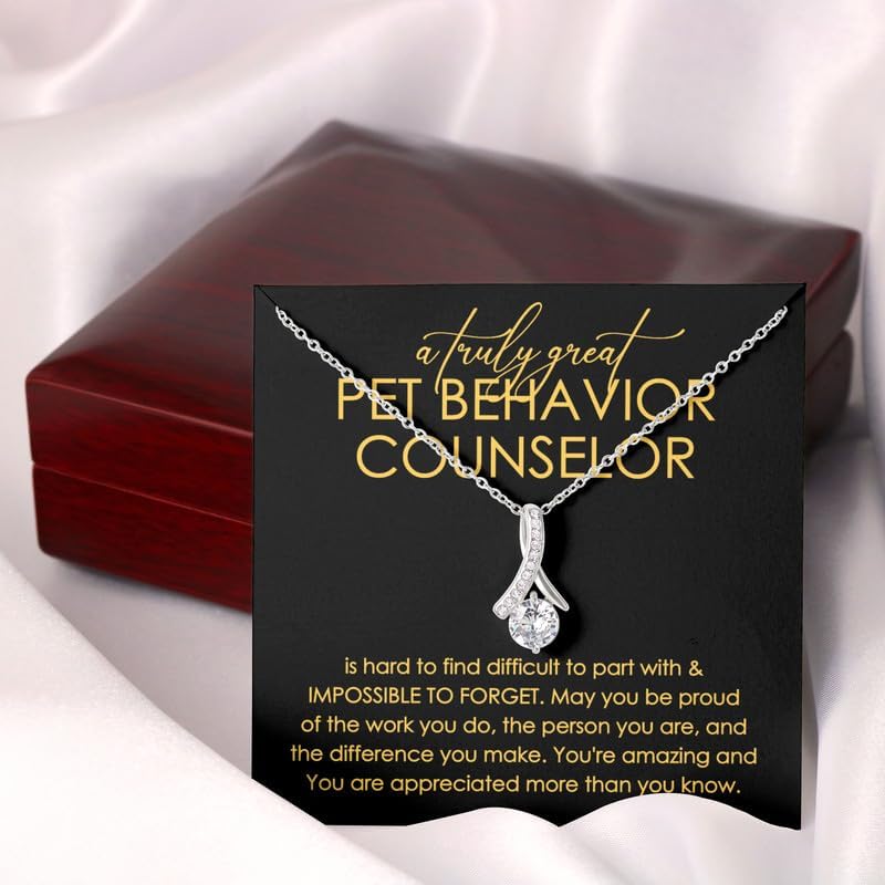 Pet Behavior Counselor Necklace Message Card Box Alluring Mahogany - Hard To Find Difficult To Part - Vet Tech Rescuer Pet Clinic Staff