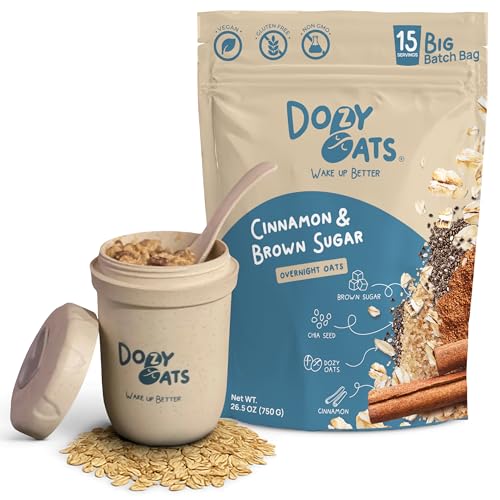 Dozy Oats Overnight Oatmeal, 15-Serving Big Batch Bag. Gluten-Free, Natural