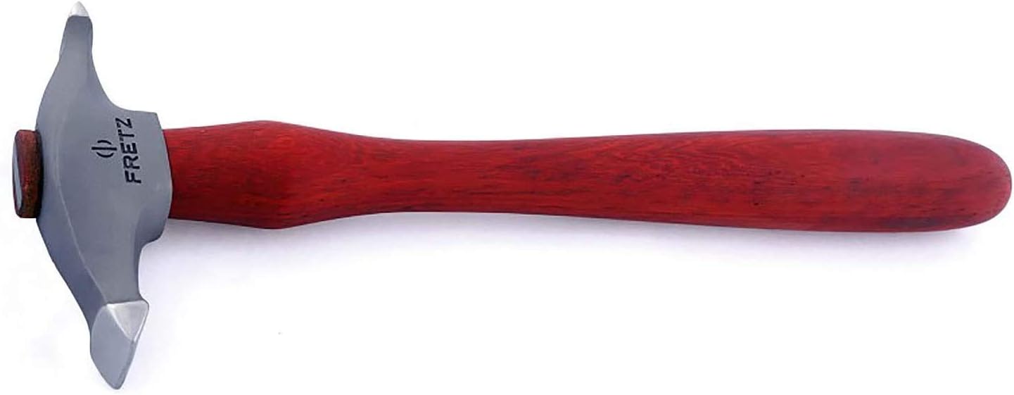 Fretz HMR-13 Short Sharp Raising Hammer, for Metalsmiths, Jewelers and Jewelry Making - Rose Wood Handle, 420 Stainless Steel