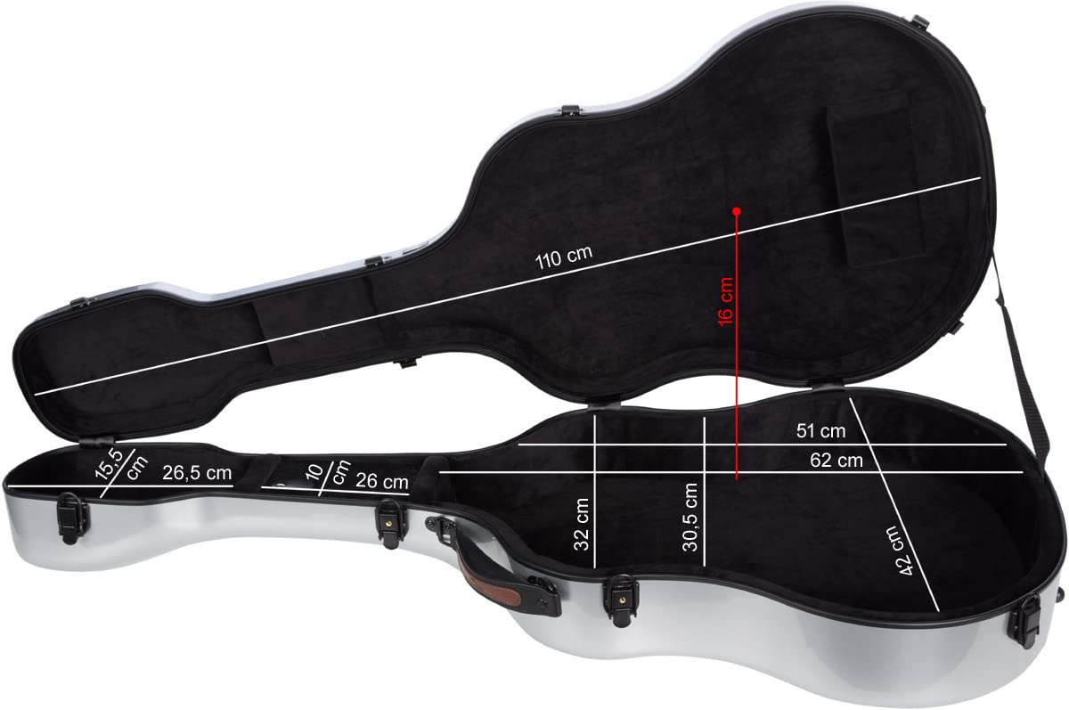 Ukształtowany Futerał na gitarę akustyczną 41” - 4/4 Fiberglass Ultra Light srebrny M-case