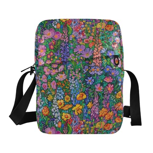 KLL Wild Flowers in Garden cute messenger bag Vegan Leather cross body bag men Travel Woman Handbag Shoulder Strap