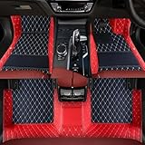Custom Luxury Car Floor Mats Suitable for All Sedans, Sports Cars,SUV, Business Vehicles, Trucks, Waterproof and Anti Slip Fully Covered Leather Floor Mats (Red and Black)