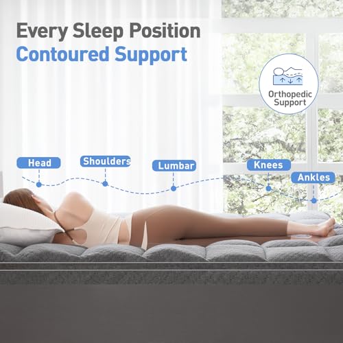 Image of Dual Layer 3 Inch Memory Foam Mattress Topper Twin Size, 2 Inch Cooling Gel Memory Foam Plus 1 Inch Pillow Top Mattress Pad Cover, with 8-21 Inch Deep Pocket Grey