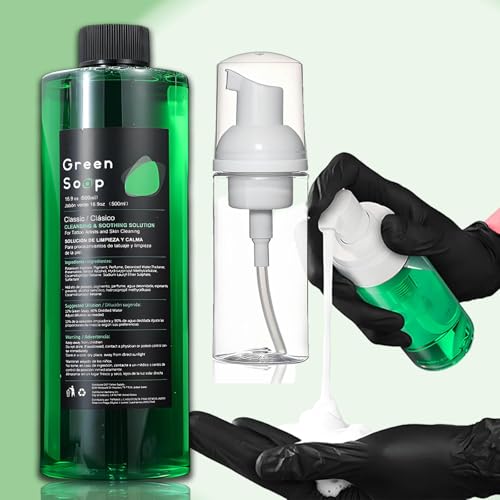 Tattoo Green Soap - TONBAO Ultra Konzentrierte Grüne Seife 500ml mit 200ml Schaumflasche Set für Professionelle Tattoo & Piercing Pflege und vegane Hautreinigung