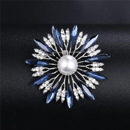 Image of Colorful Rhinestone Crystal Sunflower Brooch Pin for Women Dress Hat Decoration