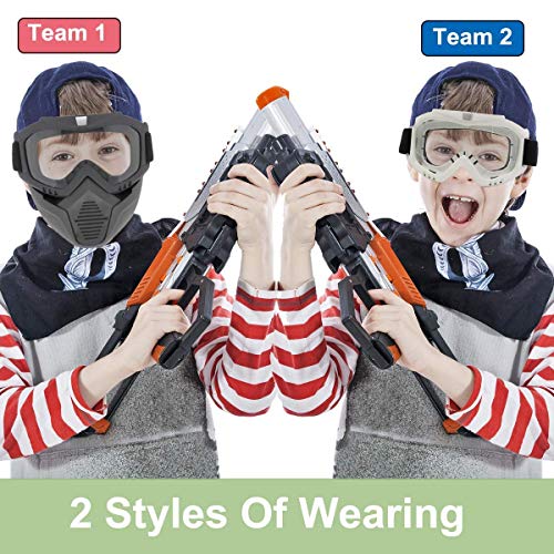 Pokonboy 2 Pack Detachable Masks, Tactical Mask With Goggles Compatible With Nerf Rival , Apollo, Zeus, Khaos, Atlas, & Artemis Blasters Rival Mask ( Black & White ) #TOP2