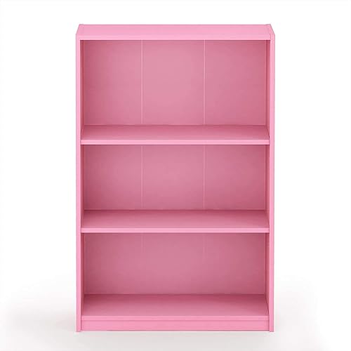Miniatura 4 de Furinno Jaya Simple Home Estantería ajustable de 3 niveles, mesa de estudio simple, rosa