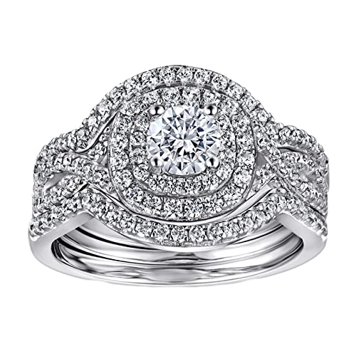 Bague argent 925 femme mariage KnSam avec pavé zircones scintillants design somptueux