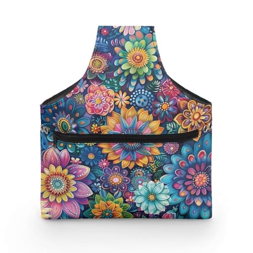 Image of ZUXONGSYBoho Colorful Floral Yarn Bag with Holes for Crochet Lightweight Yarn Storage Bag Organizer Portable Knitting Handbags and Totes Knitting Accessories