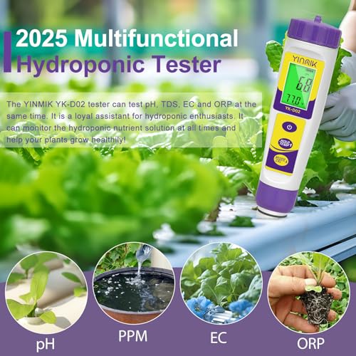 Image of Pool pH ORP Meter, Hydrogen Water Tester, ORP Meter, TDS pH Meter for Drinking Water, YINMIK 6 in 1 pH TDS H2 EC ORP Temp Water Quality Meter, Digital pH PPM EC Monitor