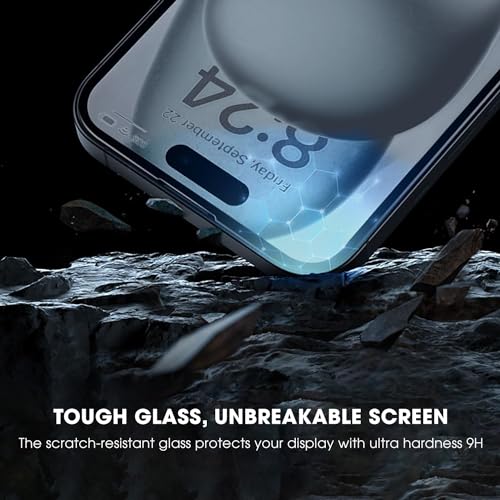 Image of GRIPP 3D Japanese Tempered Glass Screen Protector for iPhone 15 Pro (6.1 inch), 3D Curved Edges, Scratch-Resistant, 9H Hardness, Full Coverage, Bubble Free