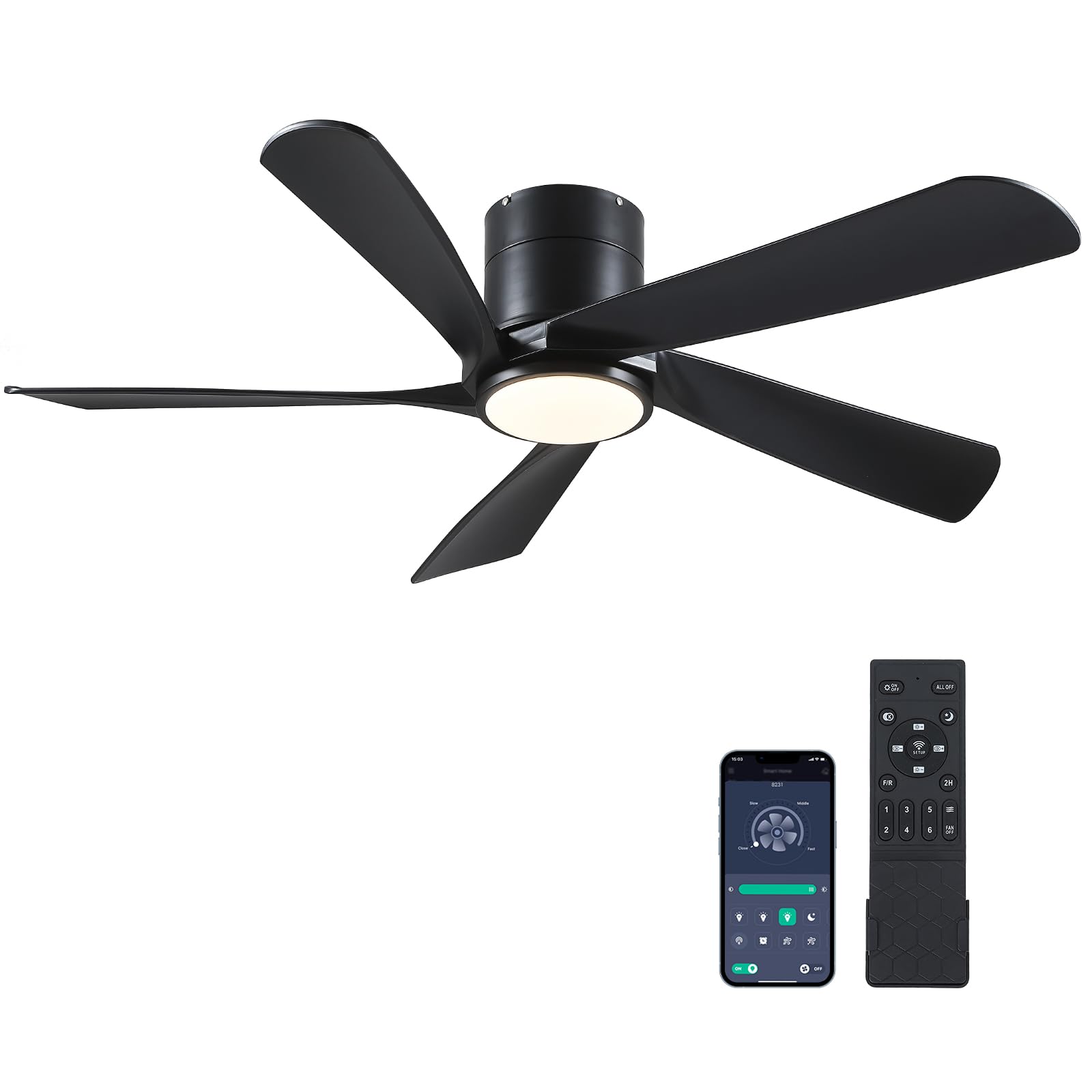 CHESUR Black Ceiling Fans with Lights - 54