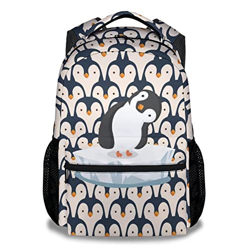 Cute Penguin Backpack, 16 Inch Animal Theme Bookbag with Adjustable Straps, Durable, Lightweight, Large Capacity, School Backpack for Kids Girls Boys