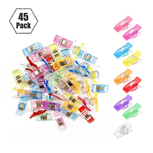 45 Pack Multipurpose Sewing Clips For Quilting And Crafts, Sewing Supplies, Sewing Clips For Quilting, Quilting Clips For Binding. Assorted Colors #TOP1
