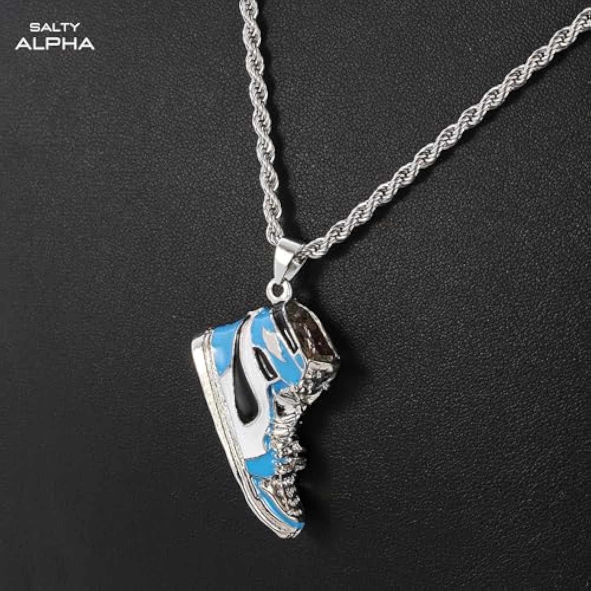 Anti Tarnish Stainless Steel Jordan Blue Locket Neck Chain for Men