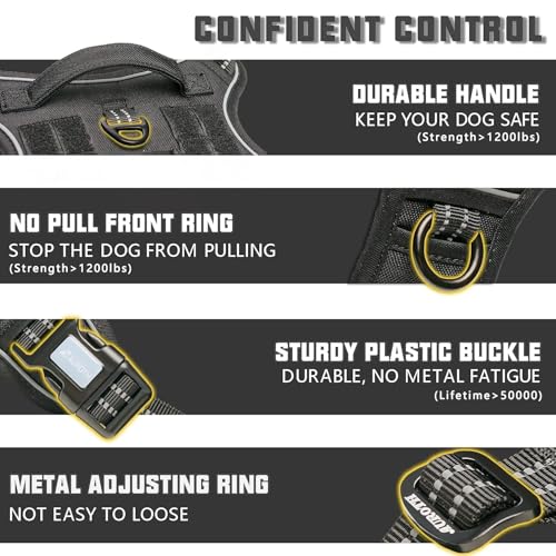 Image of AUROTH Tactical Dog Harness for Extra Large Dogs, Heavy Duty No Pull Vest
