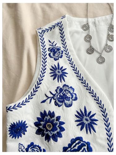 GORGLITTER Women's Cowboy Chic Cowgirl Western Outfits Boho Vest Tops Country Concert Embroidered Cardigan3