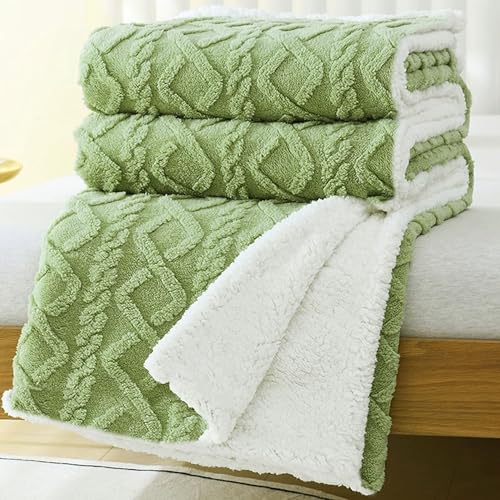 MANEMI Manta Sofa de Borrego, Doble Cara Franela y Sherpa, 100% Poliester, Suave y Caliente para Invierno, Cama, Sobrecama, Borreguito