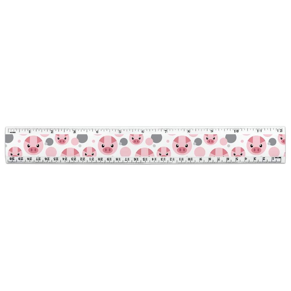 Pig Face Farm Animal 12 Inch Standard and Metric Plastic Ruler