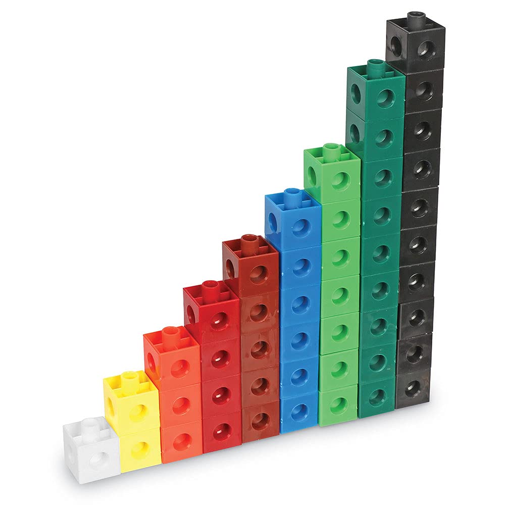 Learning Resources Cubes Éducatifs – 100 Pièces Emboîtables 2 cm – 10 Couleurs – Activité Mathématique Montessori – Dès 5 Ans