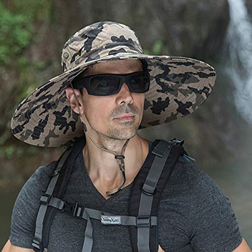 Huamulan Men Summer Sun Protection Hat 6" Wide Brim Outdoor Unisex Women Summer Bucket Fishing Hats For Hiking Beach Safari Garden Lawn Yard Work Kayaking Outdoor Camouflage #TOP2