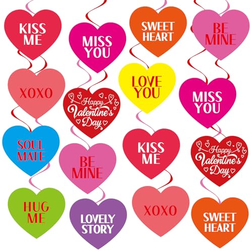 Image of 40Pcs Valentine's Day Heart Hanging Swirl Decorations, Sweet Valentine's Day Party Ceiling Hanging Swirls Valentines Hanging Swirls for Valentine Themed Party Decor Supplies