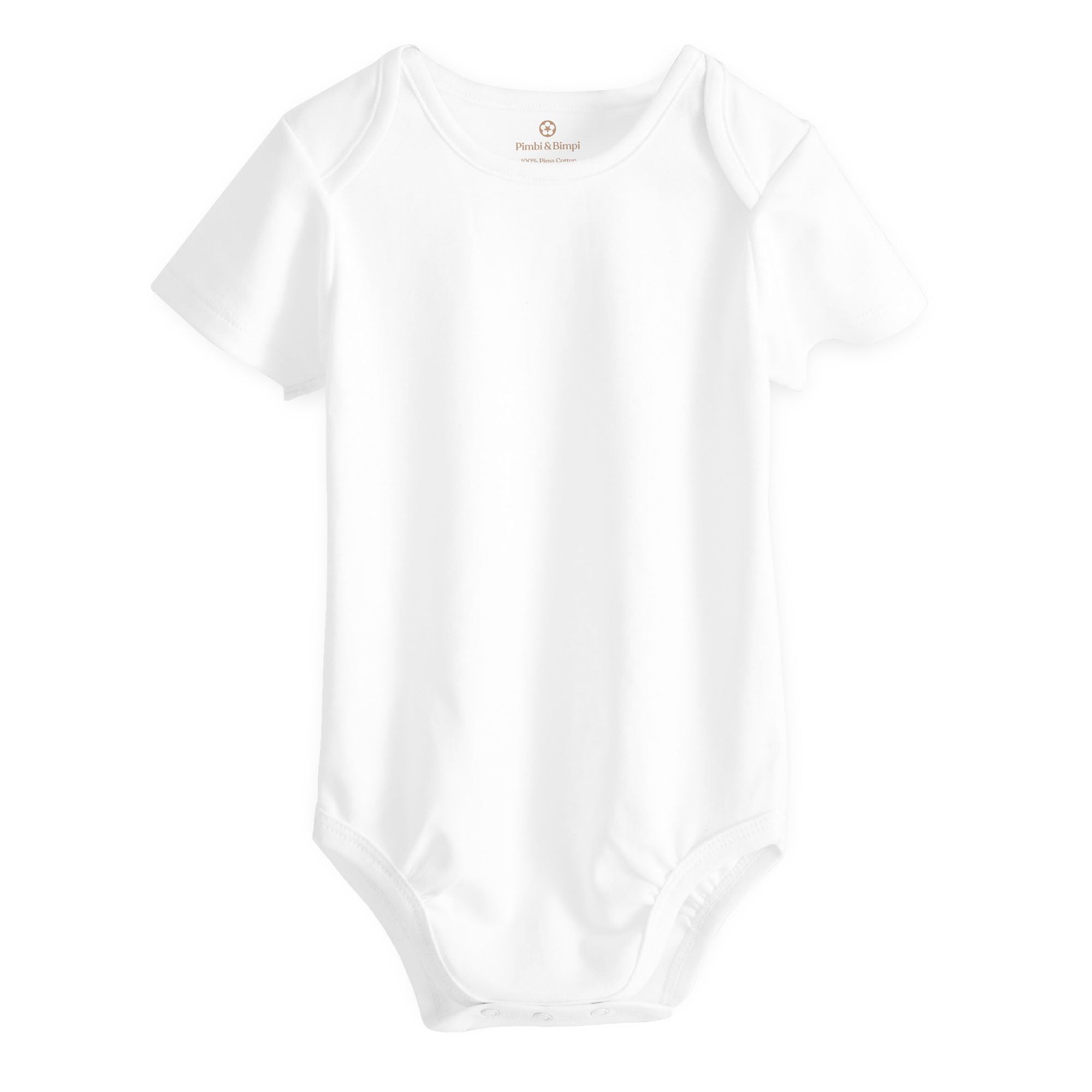 Pimbi&Bimpi Baby Bodysuit - Short Sleeve White Romper | Premium Peruvian Pima Cotton | Gender Neutral Baby Clothes for Boys and Girls (3-6 Months)