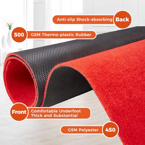Tapete corredor rojo 4ftx10ft extra grueso antideslizante miniatura 3