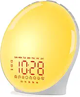 Despertador acordar com luz do nascer do sol para todos, simulação do pôr do sol ao nascer do sol, auxílio para dormir, alarmes duplos, rádio FM, soneca, luz noturna, 13 cores, 23 sons de sono,