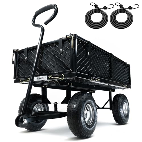 MoverX 250KG Garden Trolley Heavy Duty Trolley Garden Cart Gardening Trolly On Wheels 4 Wheel Outdoor Truck Festival Camping Fishing Beach Wagon Liner in Black