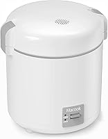 Macook Mini Rice Cooker 1-1.5 Cups Uncooked (3 Cups Cooked) - Portable One-Touch with Keep Warm, Nonstick Pot for Rice, Soup, Oatmeal, Travel White