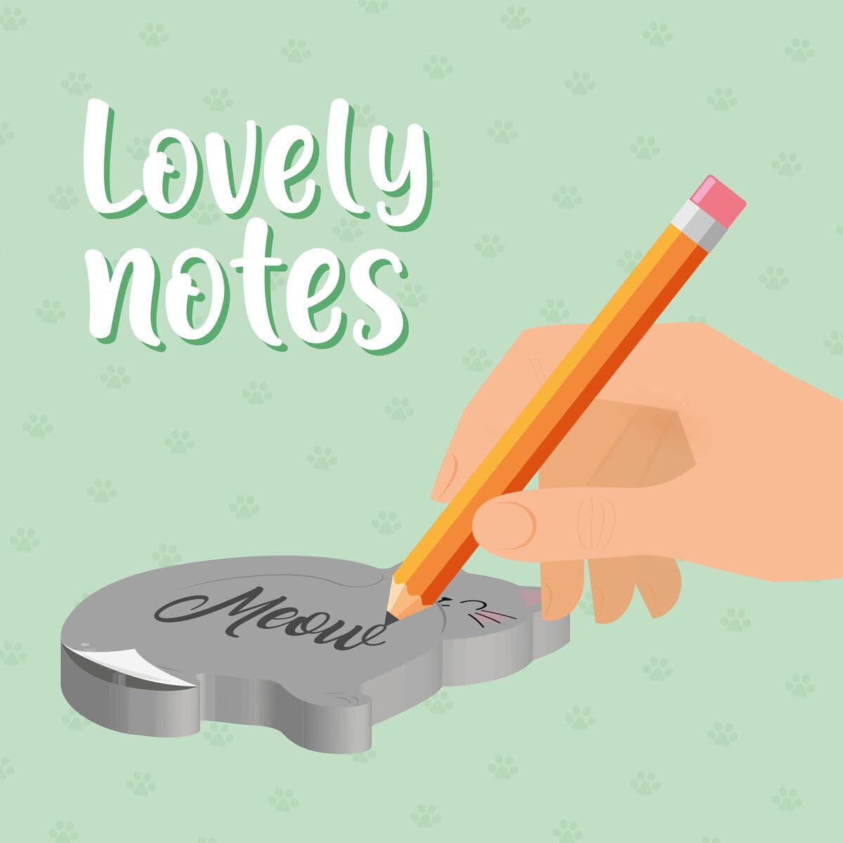 Legami Blocchetto Note Adesivo Lovely Notes 100 Foglietti a Forma di Gatto 4.5 x 5.8 x 1.2 cm