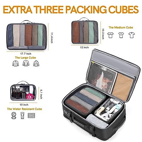 VGOAL Carry on Backpack Flight Approved - Travel Backpack Extra Large Capacity Weekender Suitcase Backpack with 3 Packing Cubes, Water Resistant Lightweight Luggage Daypack 6