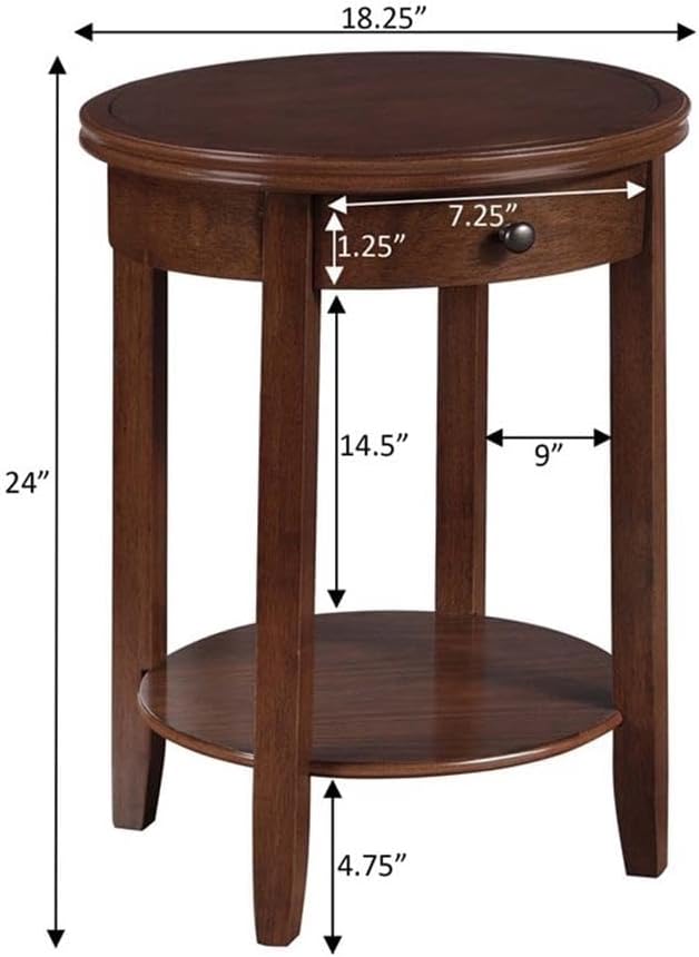 Convenience Concepts American Heritage Baldwin One-Drawer End Table with Shelf in Espresso Wood